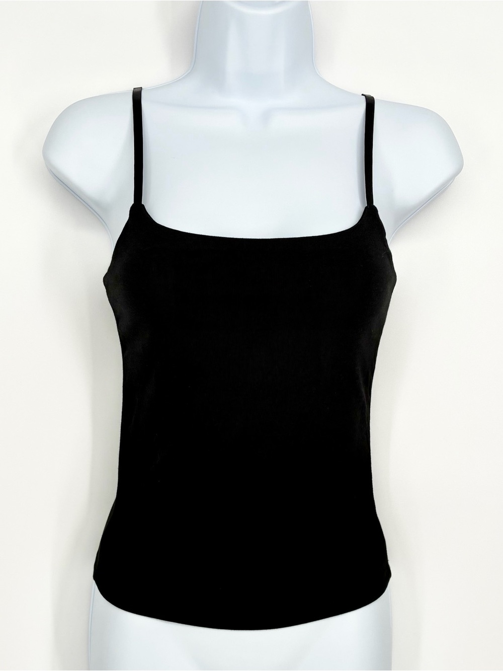 Pink Rose Black Modal Blend Camisole Spaghetti Strap Tank Top Sz S